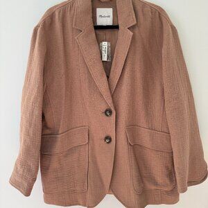 Madewell Cotton-Linen Relaxed Larsen Blazer NE403 Tan